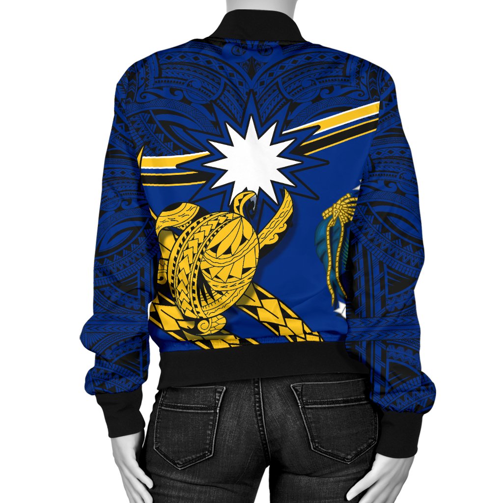 Nauru Rugby Women Bomber Jacket Version Turtle Polynesian - Polynesian Pride