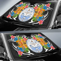 Marshall Islands Auto Sun Shades - Coat Of Arms With Tropical Flowers - Polynesian Pride