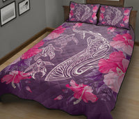 Hawaii Shark Turtle Hibiscus Quilt Bed Set - Wreath Style - AH - Polynesian Pride