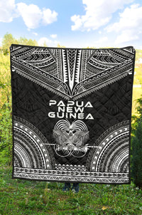 Papua New Guinea Premium Quilt - Papua New Guinea Coat Of ArmsPolynesian Chief Black Version - Polynesian Pride
