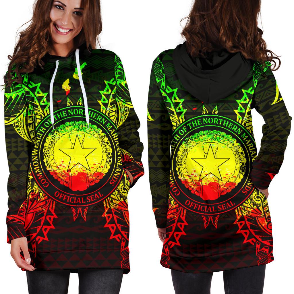 Northern Mariana Islands Polynesian Hoodie Dress Map Reggae - Polynesian Pride