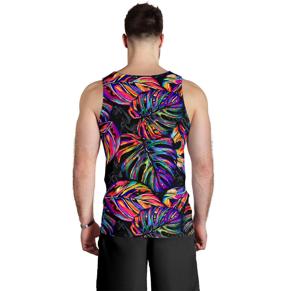 Palm Leaves Men's Tank Top - Neon Color - Polynesian Pride