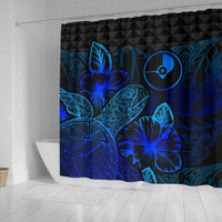 Yap Shower Curtain Turtle Hibiscus Blue - Polynesian Pride