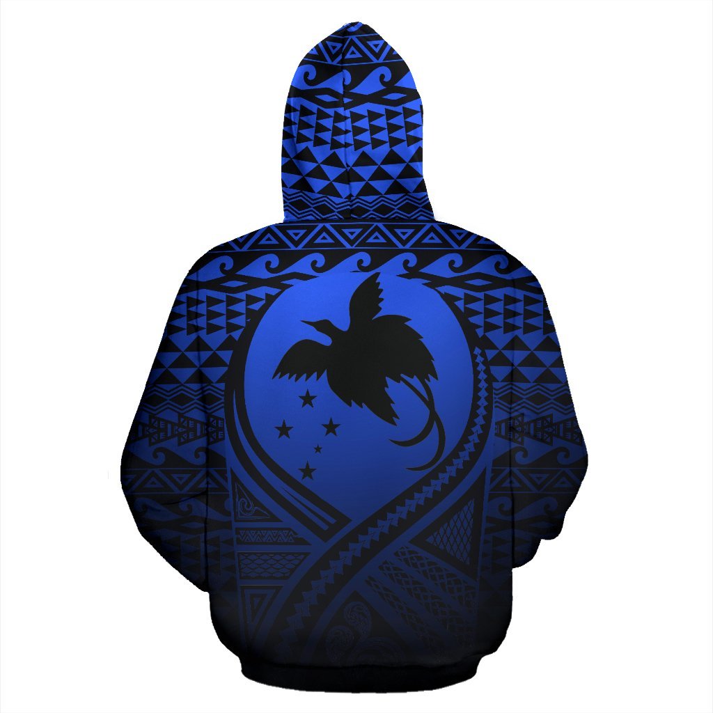 Papua New Guinea All Over Hoodie Lift up Blue - Polynesian Pride