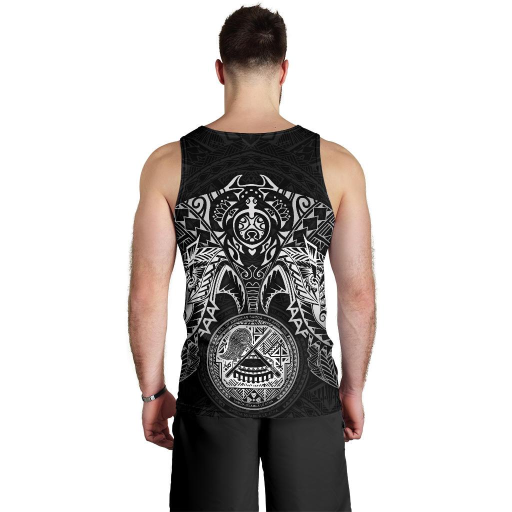 American Samoa Polynesian Men's Tank Top - White Turtle Manta Ray - Polynesian Pride