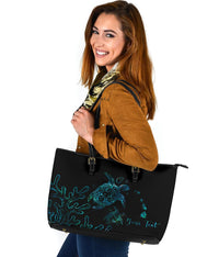 Personalized - Hawaii Turtle Ohana Paua Shell Large Leather Tote - Polynesian Pride
