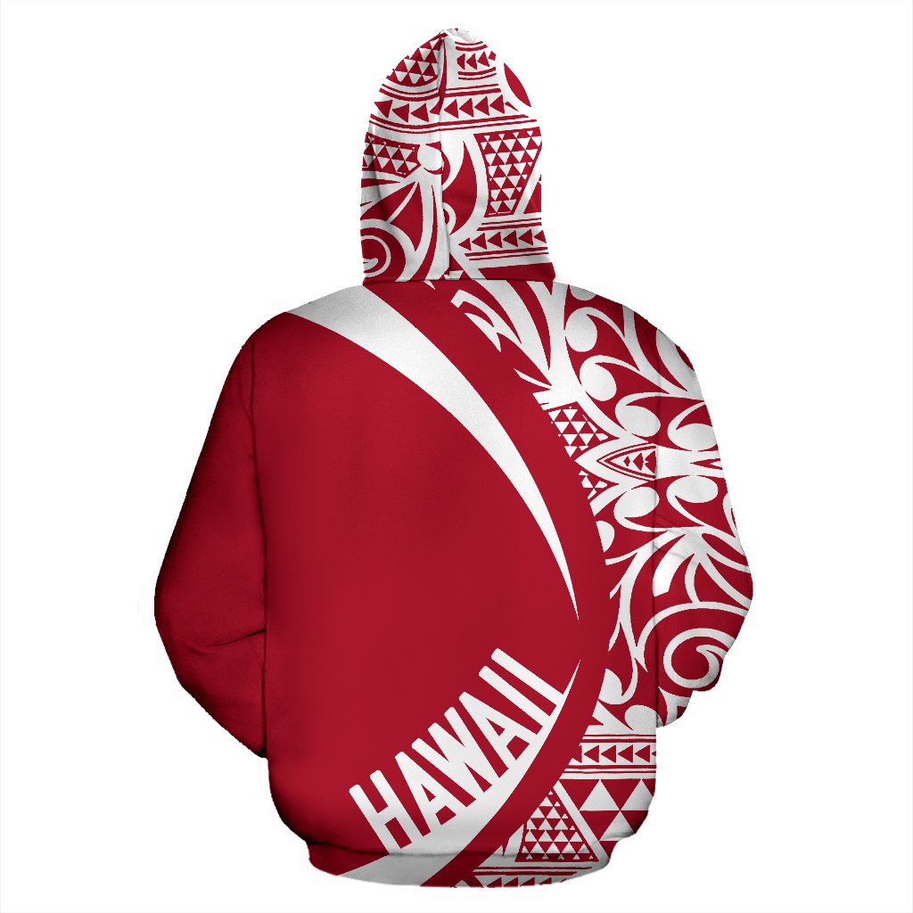 Hawaii Polynesian Tribal Hoodie Circle Style White and Red Color 2.0 - Polynesian Pride