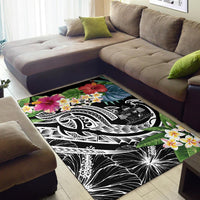 Fiji Polynesian Area Rug - Summer Plumeria (Black) - Polynesian Pride