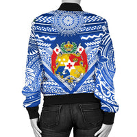 Mate Ma'a Tonga Rugby Women's Bomber Jacket Polynesian Creative Style - Blue - Polynesian Pride
