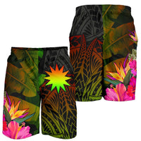 Nauru Polynesian Men's Shorts - Hibiscus and Banana Leaves - Polynesian Pride