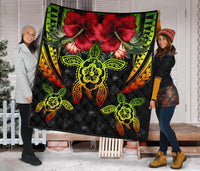 Hawaii Turtle Tropical Polynesian Premium Quilt - Iris Style - AH - Polynesian Pride