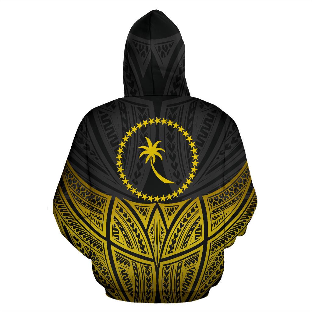 Chuuk Polynesian Custom Hoodie Gold Pride Map nd Seal - Polynesian Pride
