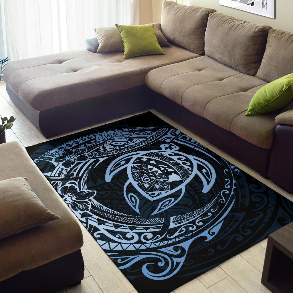 Hawaiian Map Turtle Polynesian Circle Rug AH - Polynesian Pride