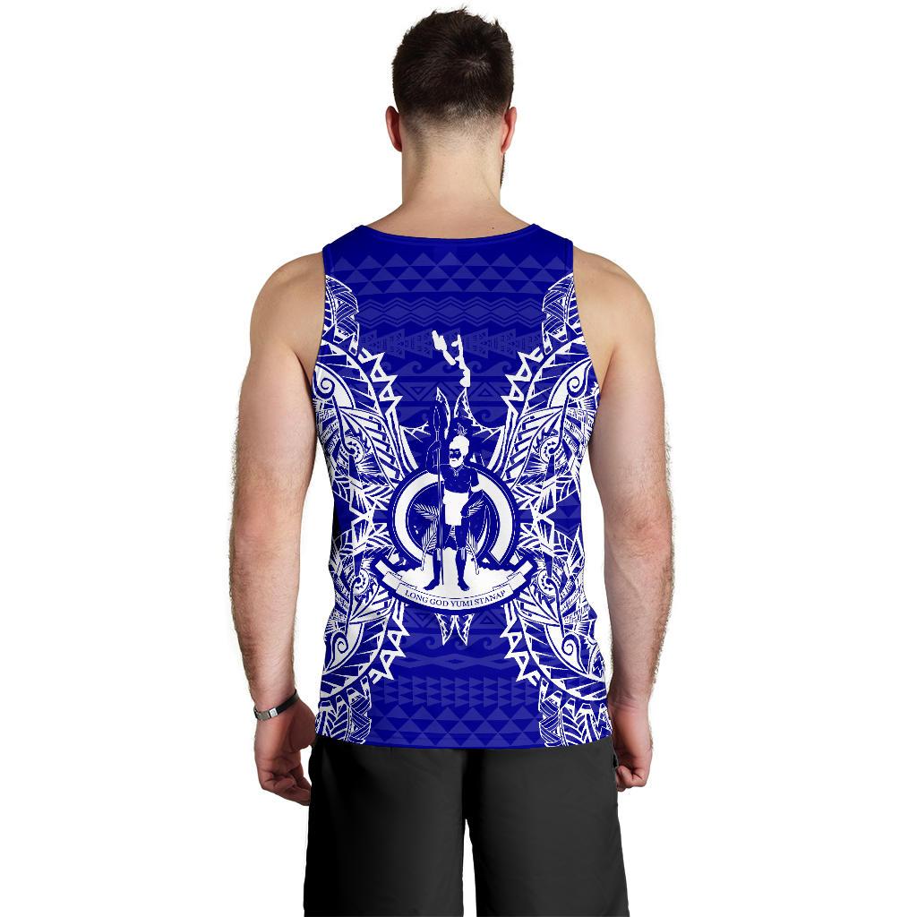 Vanuatu Polynesian Men Tank Top Map Blue - Polynesian Pride
