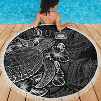 Samoa Polynesia Beach Blanket Turtle Hibiscus Black - Polynesian Pride