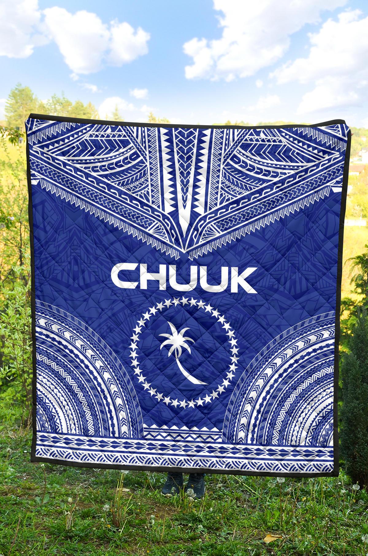 Chuuk Premium Quilt - Chuuk Flag Polynesian Chief Blue Version - Polynesian Pride