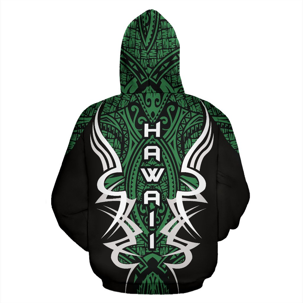 Hawaii Turtle Tribal Green Zip up Hoodie Armor Style - Polynesian Pride