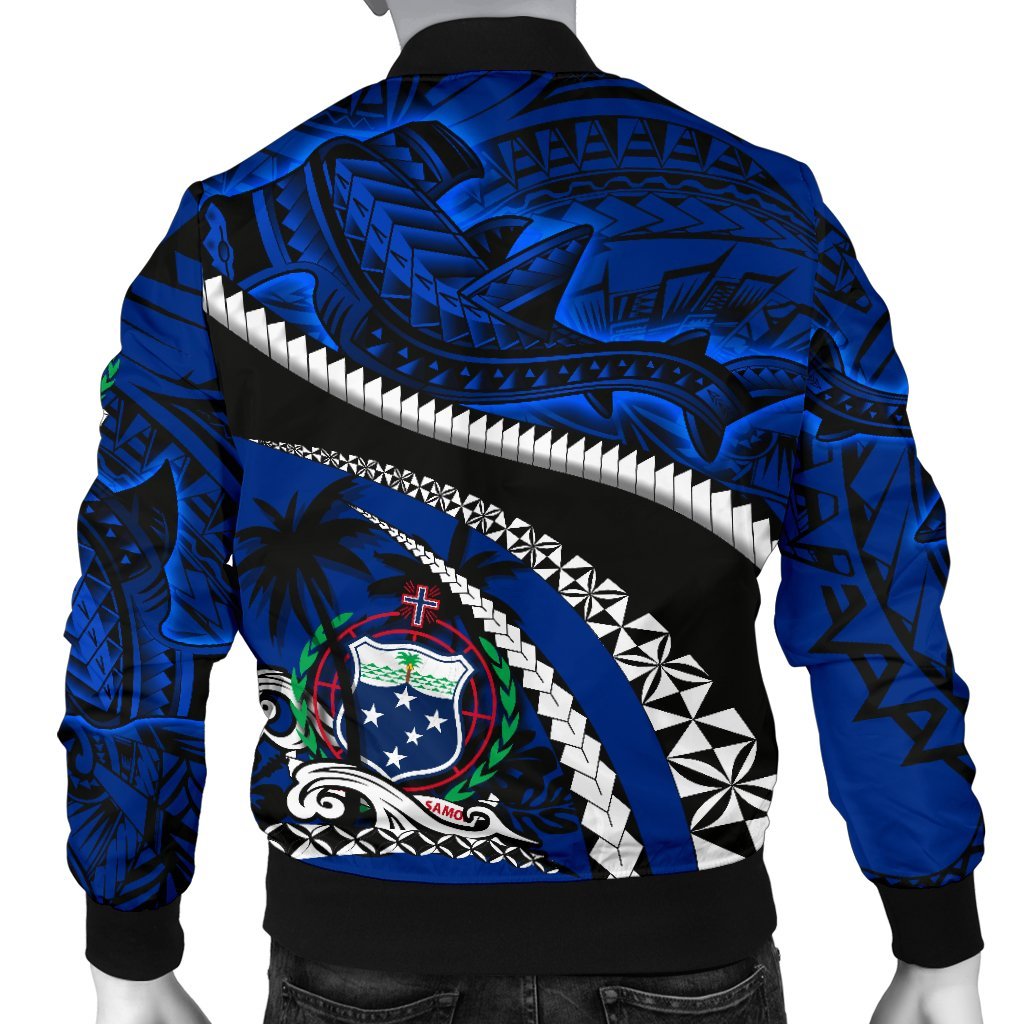 Samoa Men Bomber Jacket Polynesian Shark Tattoo - Polynesian Pride