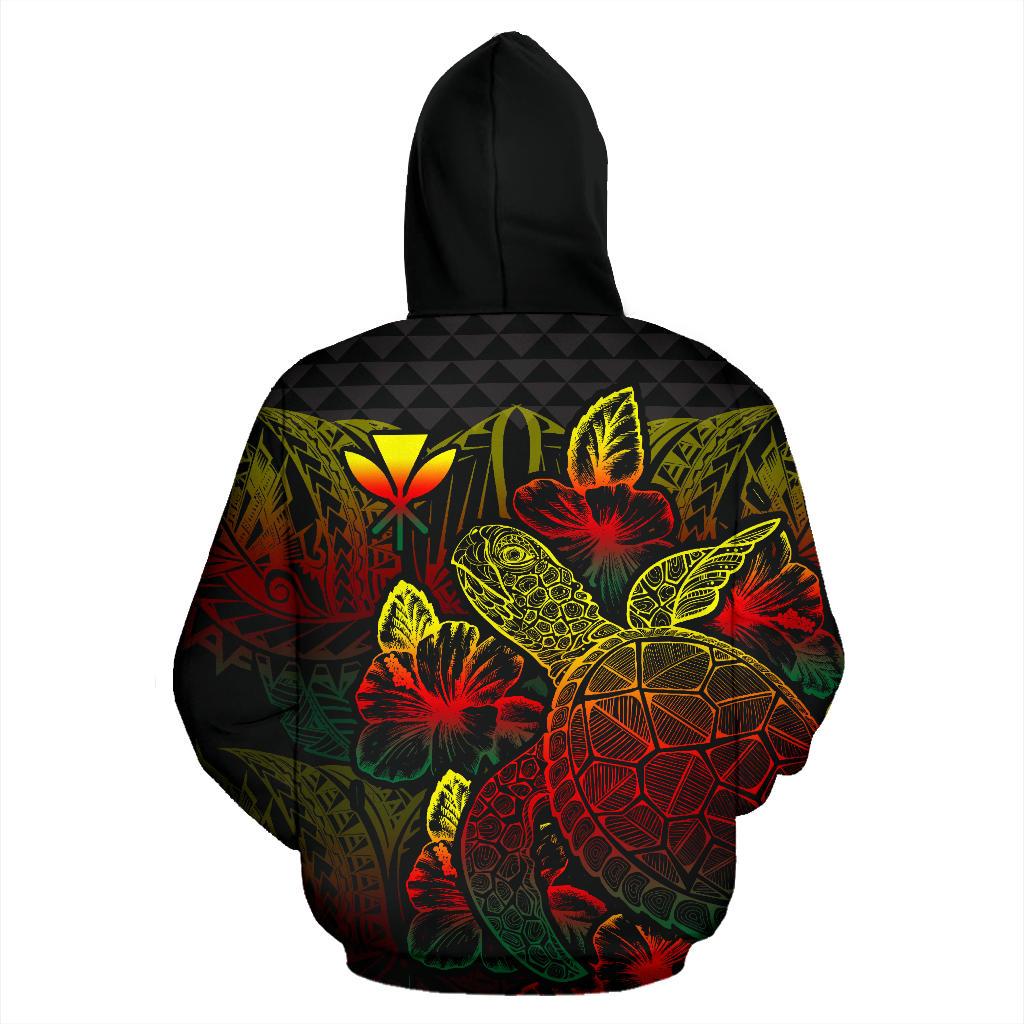 Hawaii Polynesian Hoodie Turtle Hibiscus Reggae - Polynesian Pride