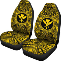 Kanaka Maoli Car Seat Cover - Kanaka Maoli Coat Of Arms Polynesian Gold Black - Polynesian Pride