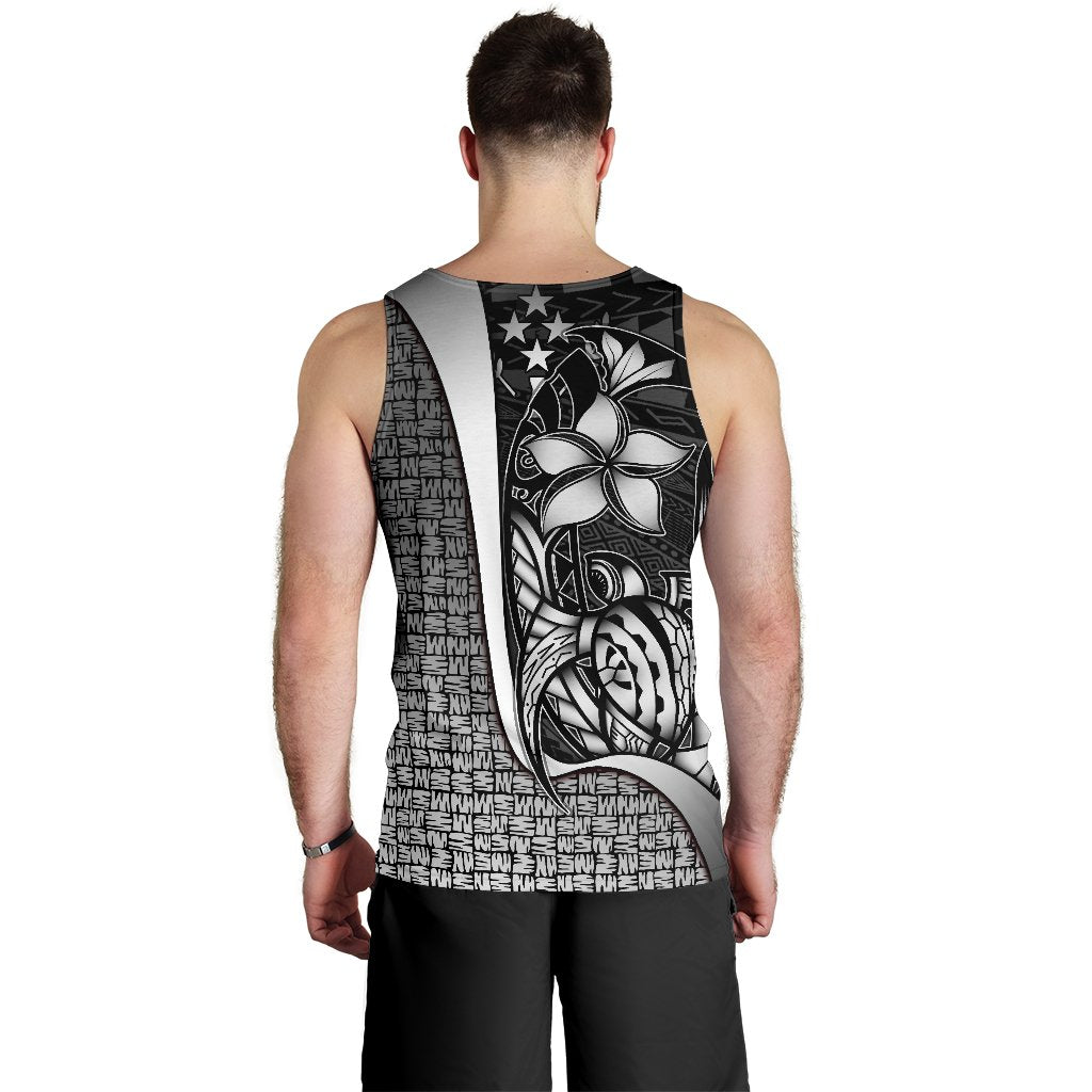 Kosrae Micronesia Men's Tank Top White - Turtle With Hook - Polynesian Pride