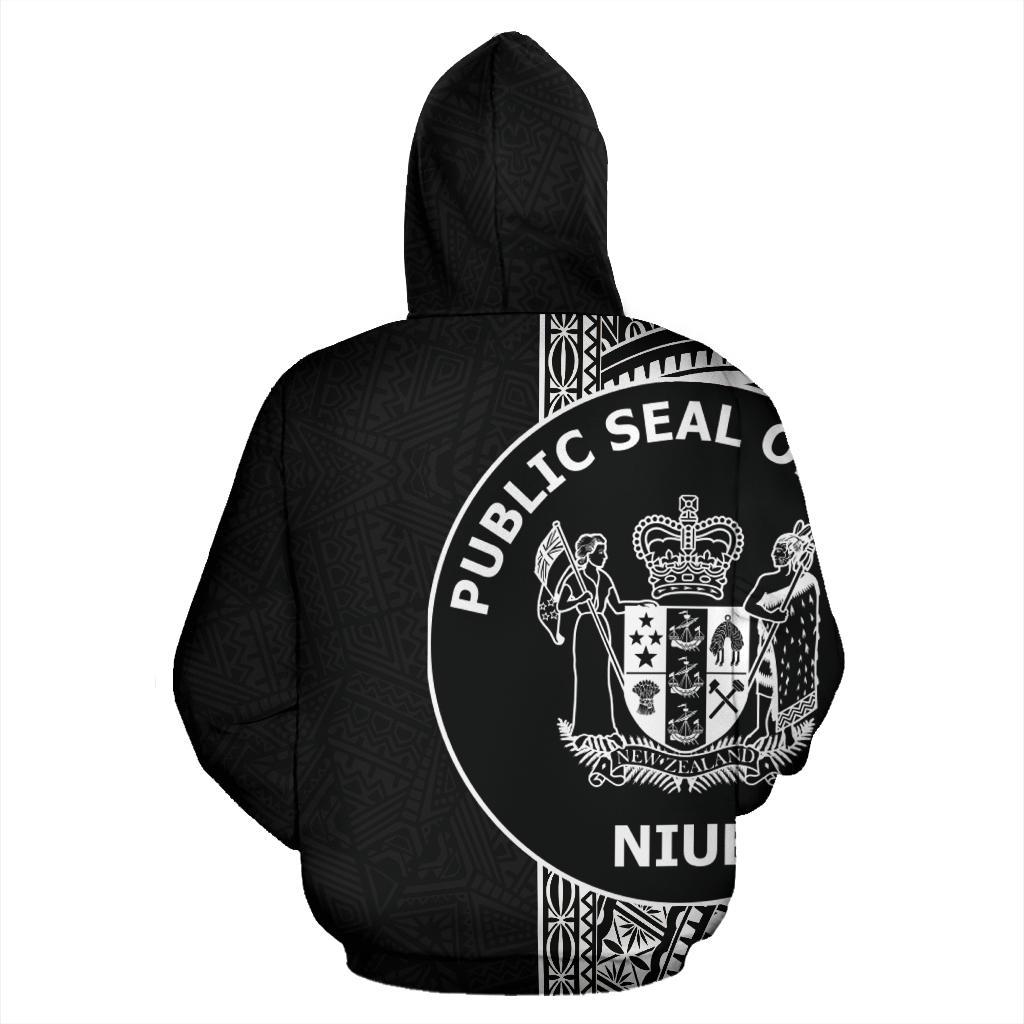 Niue Polynesian Zip up Hoodie Line Black - Polynesian Pride