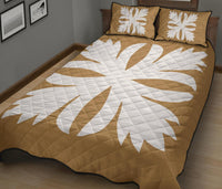Hawaiian Royal Pattern Quilt Bed Set - Gold - C3 Style - Polynesian Pride