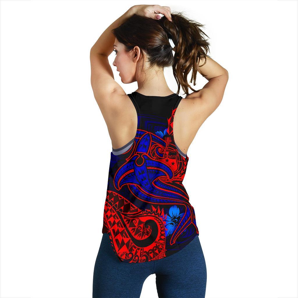 Samoa Women's Racerback Tank - Blue Shark Polynesian Tattoo - Polynesian Pride