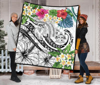 Fiji Polynesian Premium Quilt - Summer Plumeria (White) - Polynesian Pride