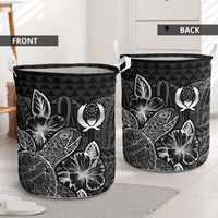 Pohnpei Laundry Basket - Polynesian Turtle Hibiscus Black - Polynesian Pride
