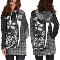 Federated States of Micronesia Women's Hoodie Dress White - Turtle With Hook - Polynesian Pride