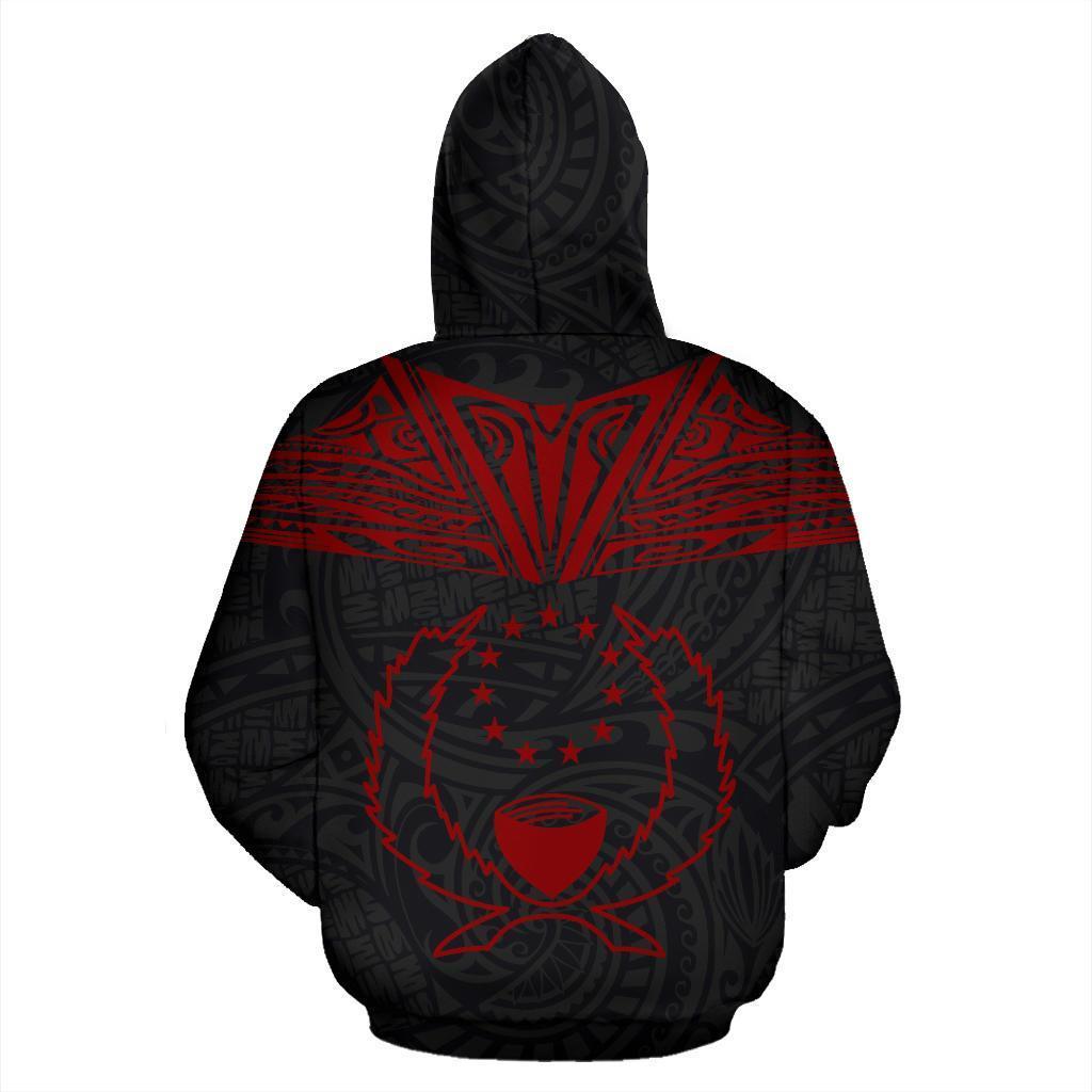 Pohnpei All Over Zip up Hoodie Red Neck Style - Polynesian Pride