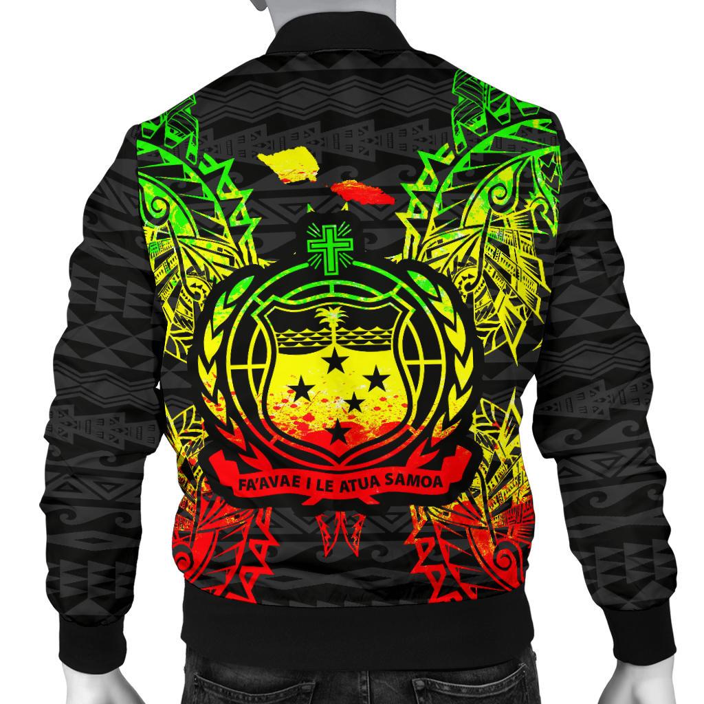 Samoa Polynesian Men's Bomber Jacket Map Reggae - Polynesian Pride
