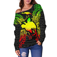 Papua New Guinea Polynesian Shoulder Sweater Map Reggae - Polynesian Pride
