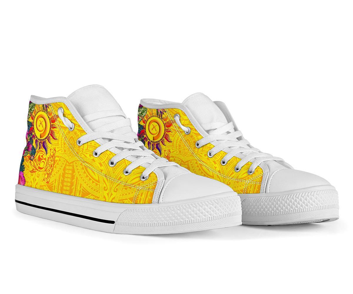 Polynesian High - Top Shoes - Vanuatu Symbols With Hibiscus - Polynesian Pride