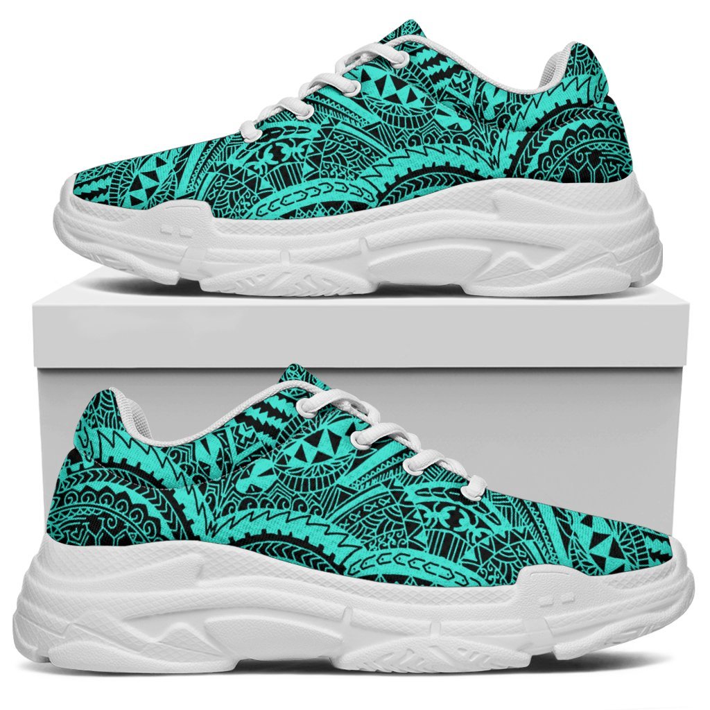 Polynesian Symmetry Turquoise Chunky Sneakers - Polynesian Pride