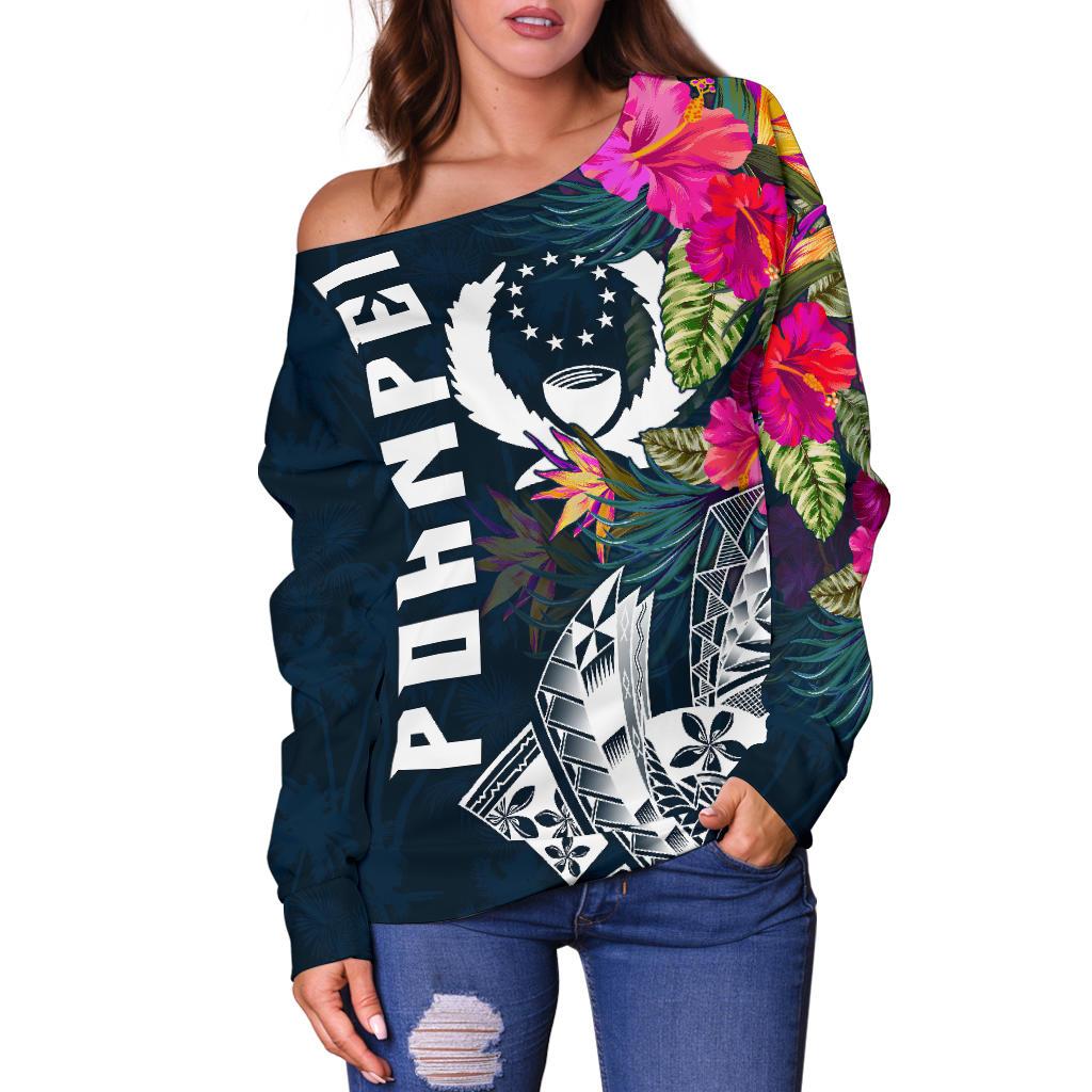 Pohnpei Women's Off Shoulder Sweater - Pohnpei Summer Vibes - Polynesian Pride