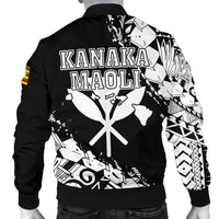 Polynesian Kanaka Flag Men's Bomber Jacket - Nora Style - White - Polynesian Pride