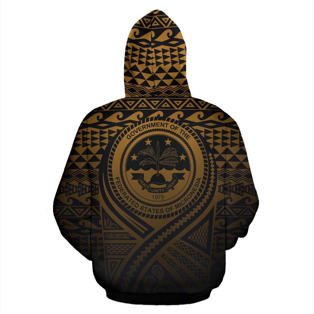 Federated States of Micronesia All Over Zip up Hoodie Lift up Gold - Polynesian Pride