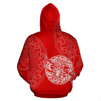 Maori Tiki New Zealand Hoodie Red - Polynesian Pride