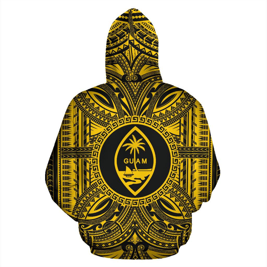 Guam ll Over Hoodie Guam Coat of rms Polynesian Gold Black - Polynesian Pride