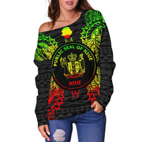 Niue Polynesian Shoulder Sweater Map Reggae - Polynesian Pride