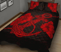 Anchor Poly Tribal Quilt Bed Set Red - Polynesian Pride