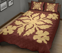 Hawaiian Quilt Bed Set Royal Pattern - Coral - B2 Style - Polynesian Pride