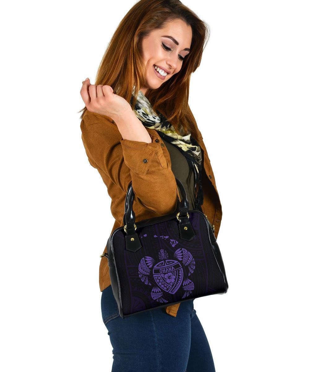 Hawaii Kakau Polynesian Ohana Turtle Map Shoulder Handbag - Purple - Polynesian Pride