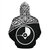 Yap All Over Custom Hoodie Micronesian Black Curve - Polynesian Pride