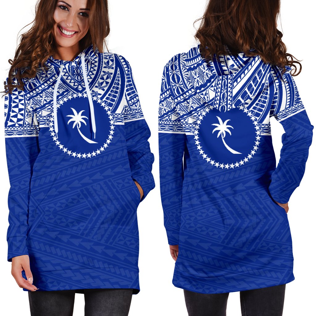 Chuuk Women's Hoodie Dress - Blue Version - Polynesian Pride