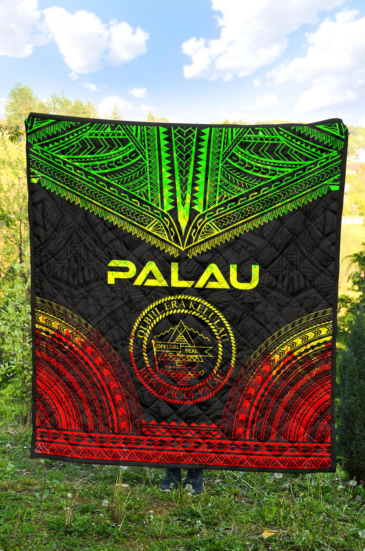 Palau Premium Quilt - Palau Seal Polynesian Chief Reggae Version - Polynesian Pride