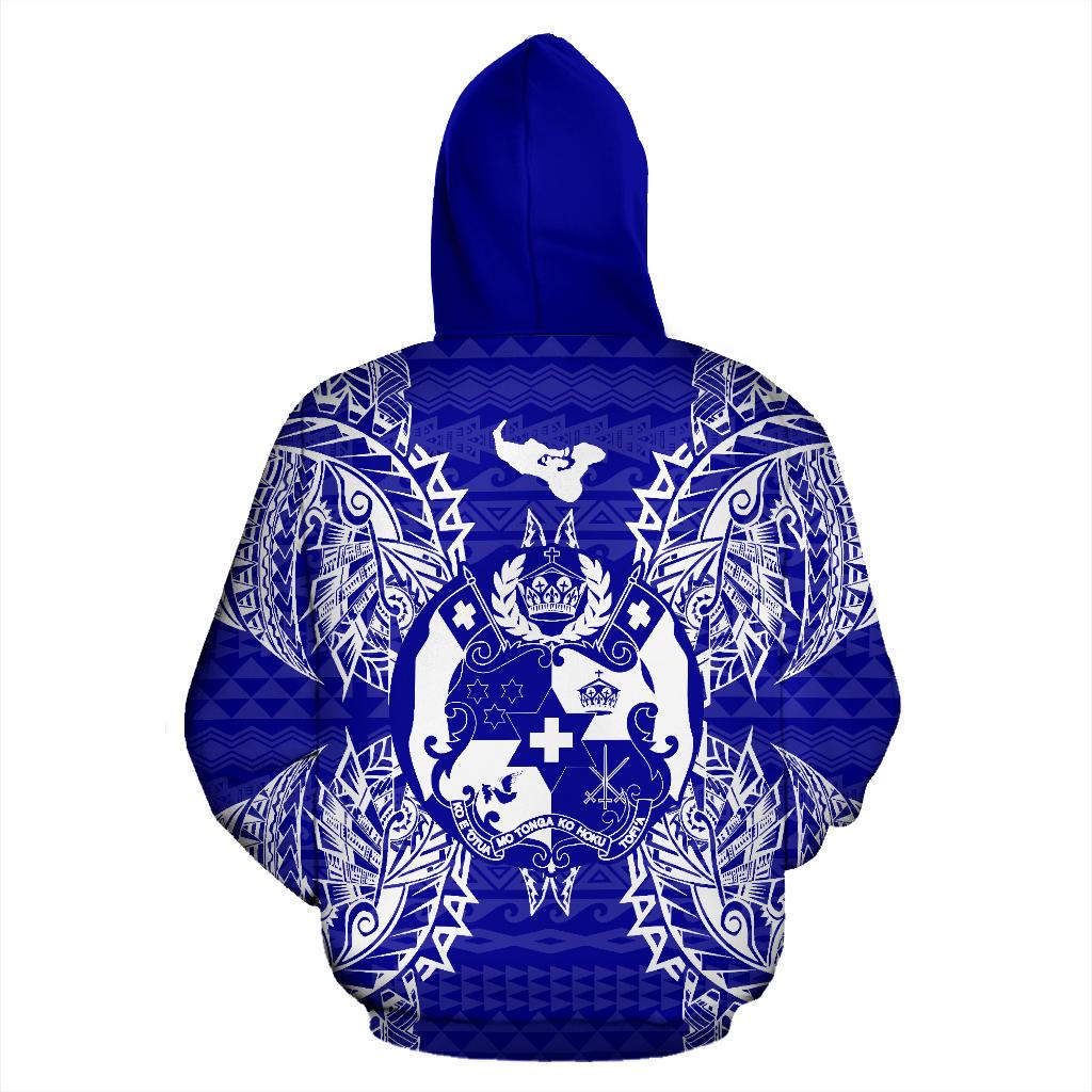 Tonga Polynesian ll Over Hoodie Map Blue - Polynesian Pride
