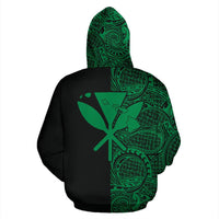 Hawaii Kanaka Polynesian Zip up Hoodie The Half Green - Polynesian Pride
